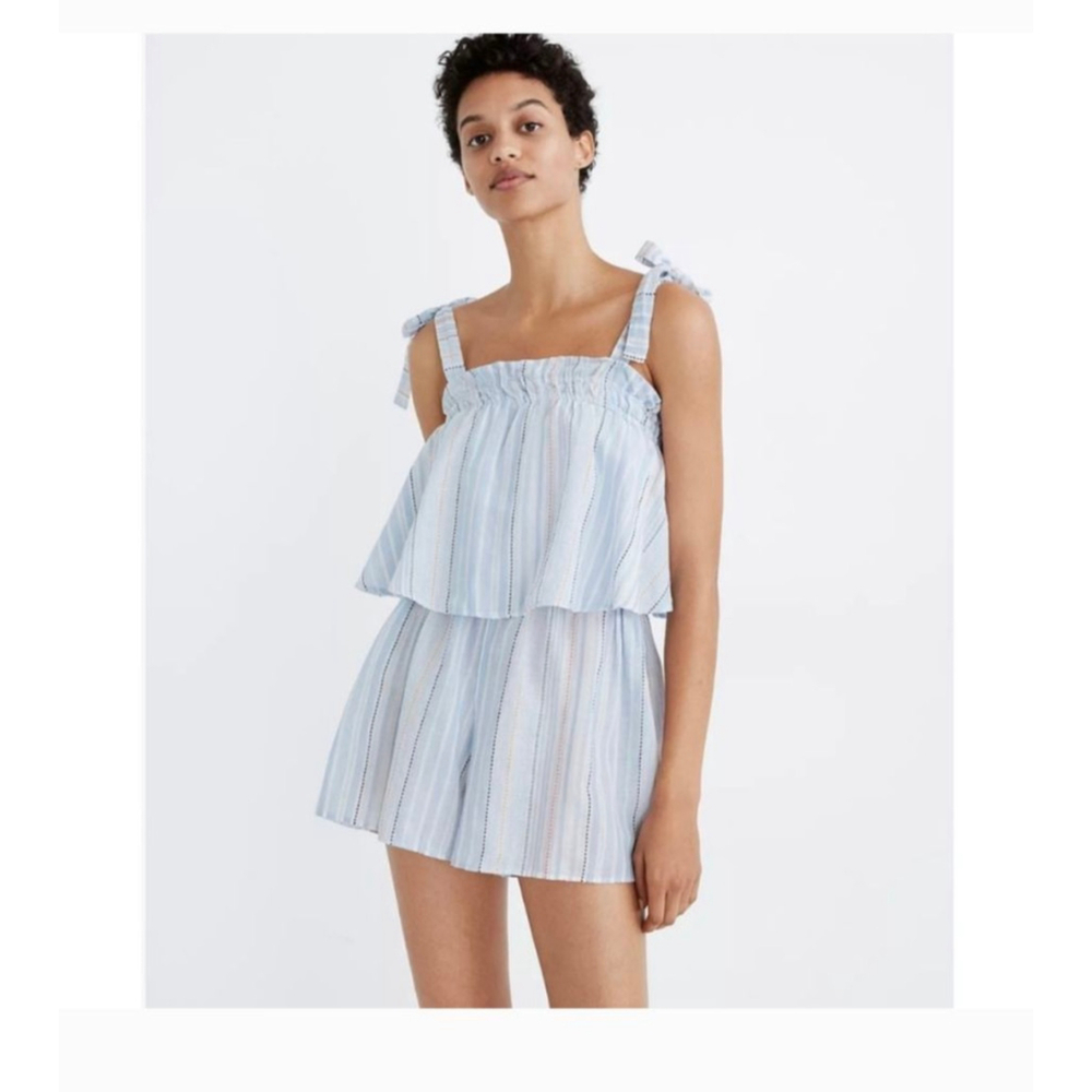 Madewell Striped romper Size XL Blue White summer beach coastal nautical